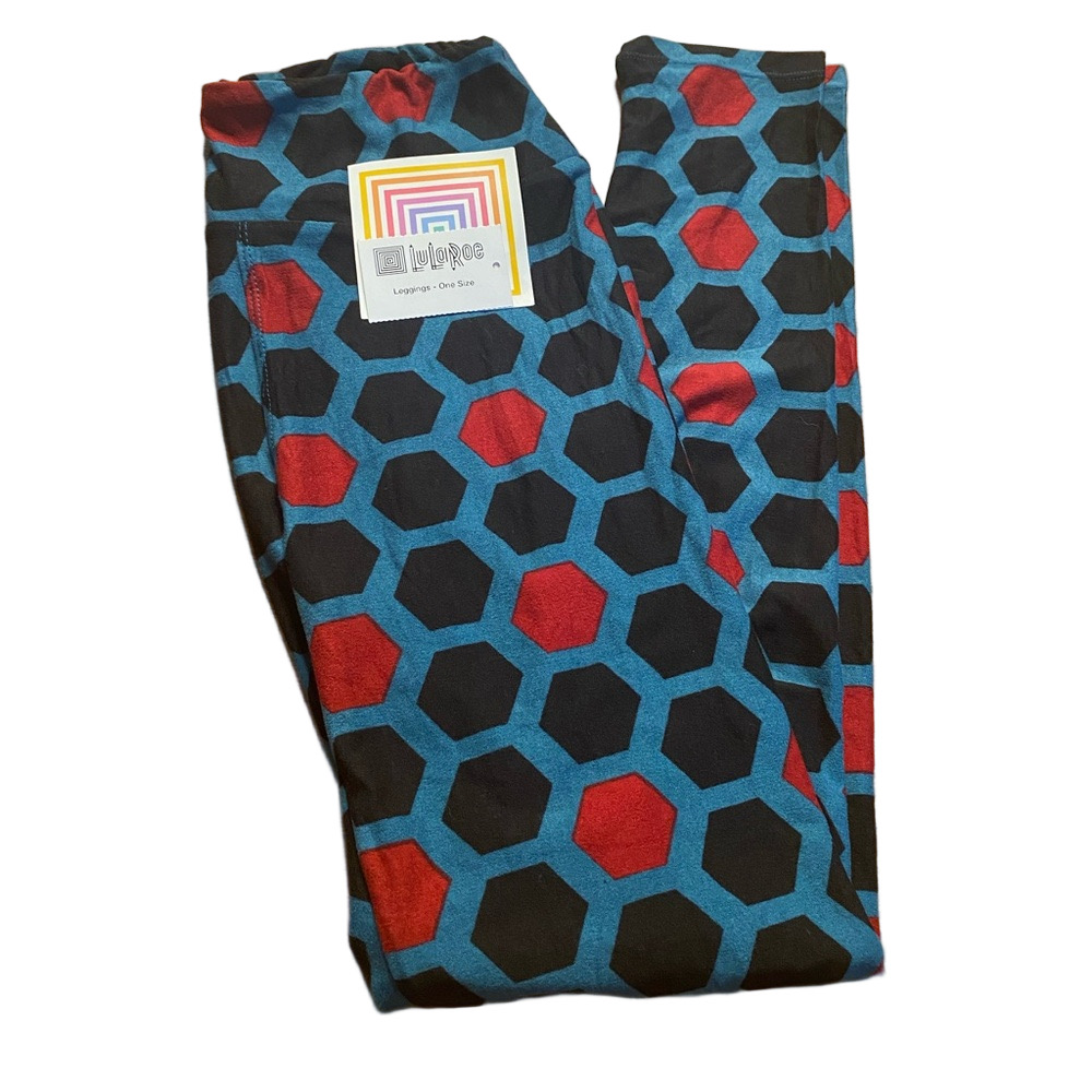 LulaRoe blue/black/red leggings - size OS - Picture 1 of 4
